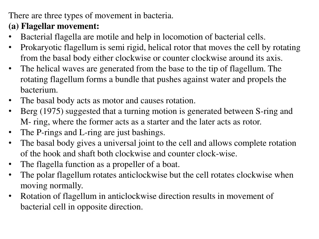 there are three types of movement in bacteria