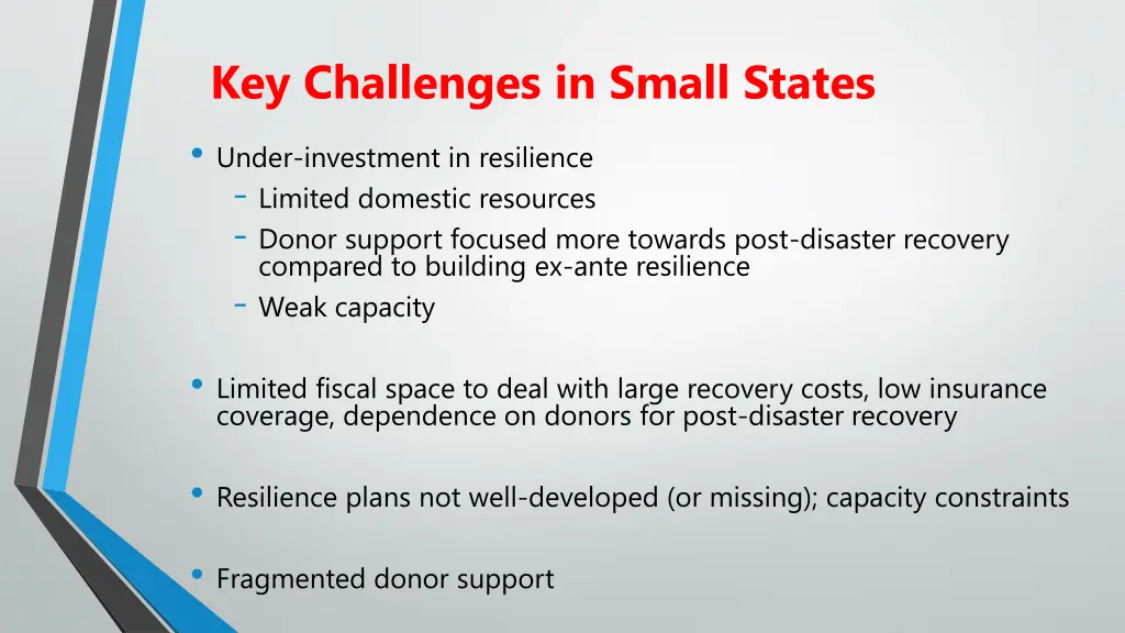 key challenges in small states under investment