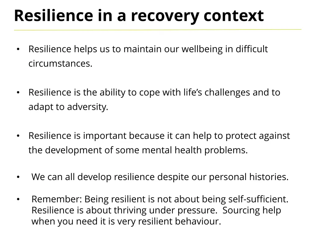 resilience in a recovery context