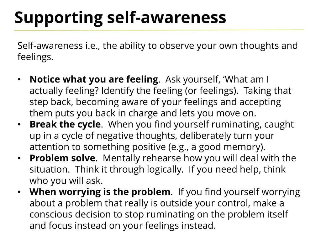 supporting self awareness