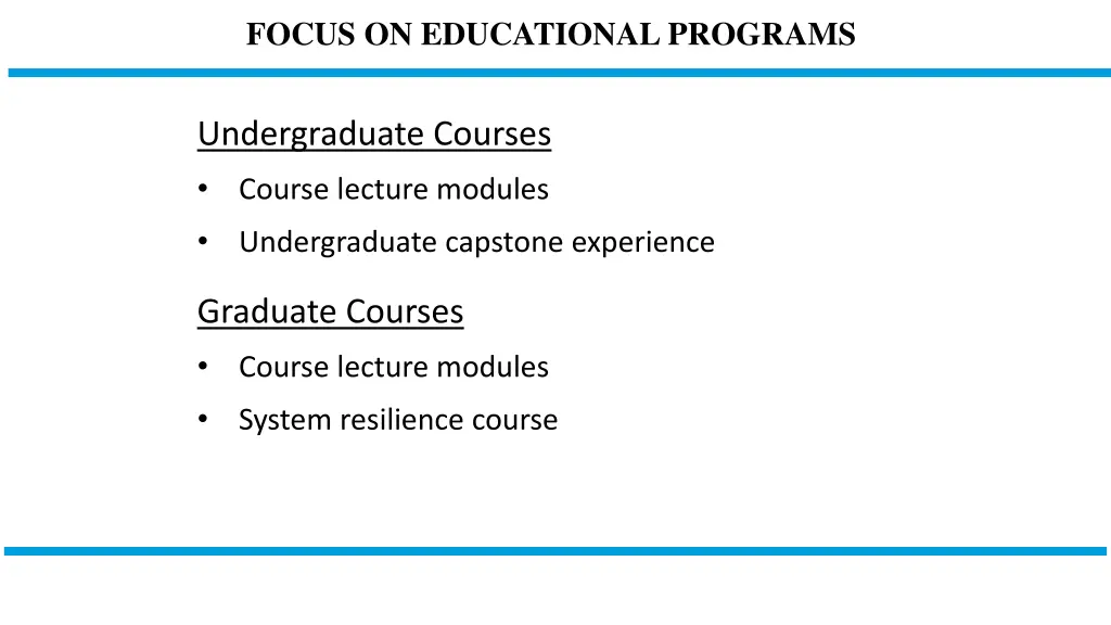 focus on educational programs