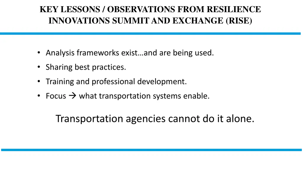 key lessons observations from resilience 1