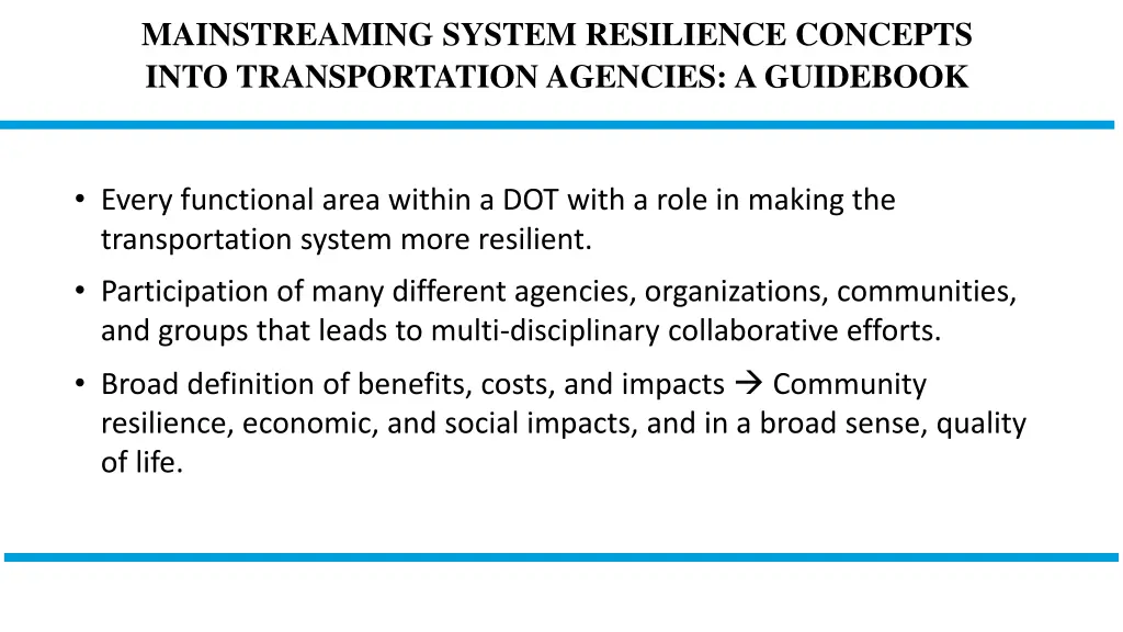 mainstreaming system resilience concepts into 1