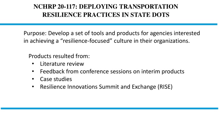 nchrp 20 117 deploying transportation resilience