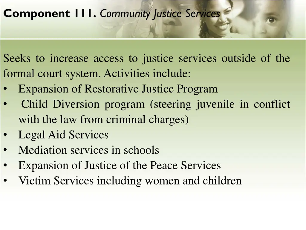 component 111 community justice services