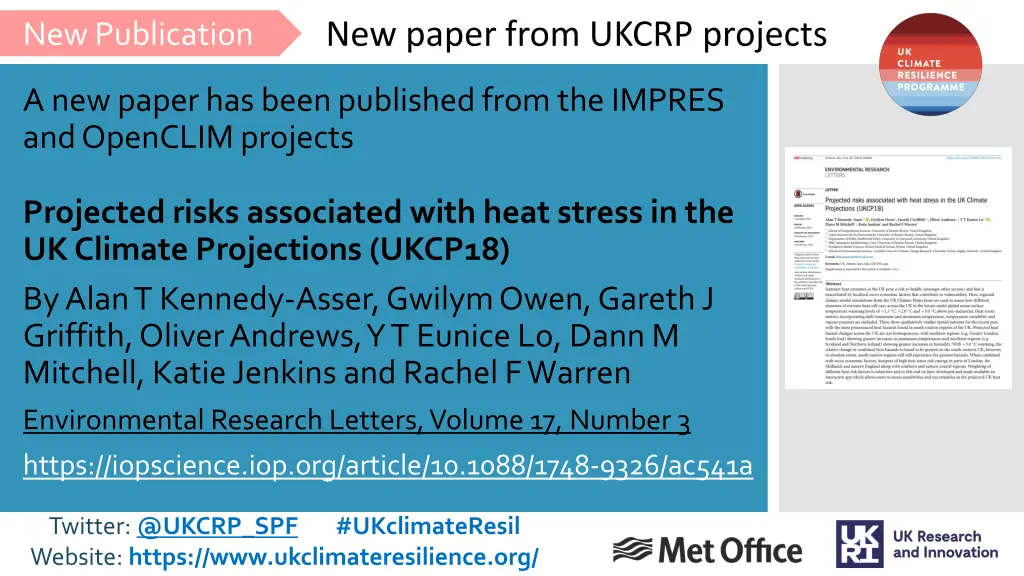 new paper from ukcrp projects