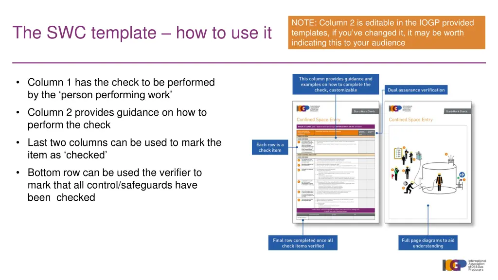 note column 2 is editable in the iogp provided