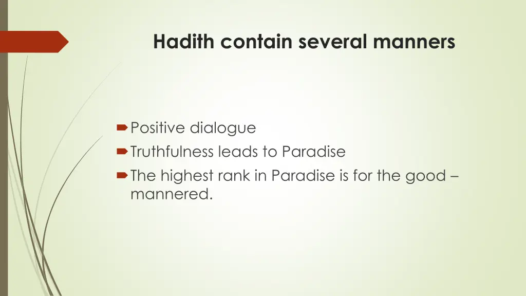 hadith contain several manners