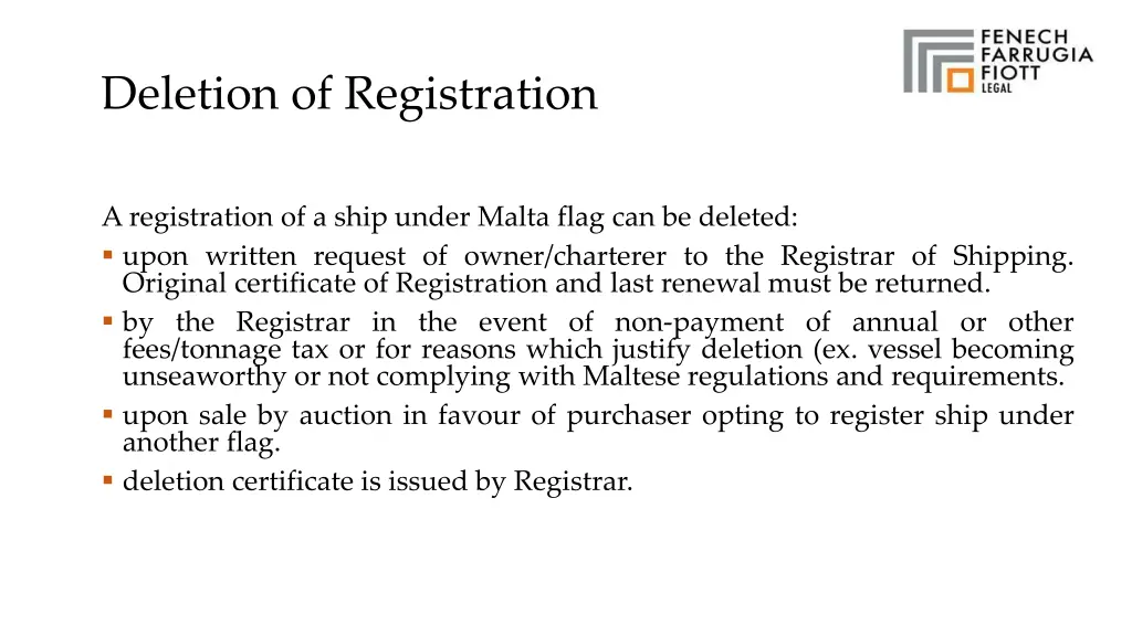 deletion of registration