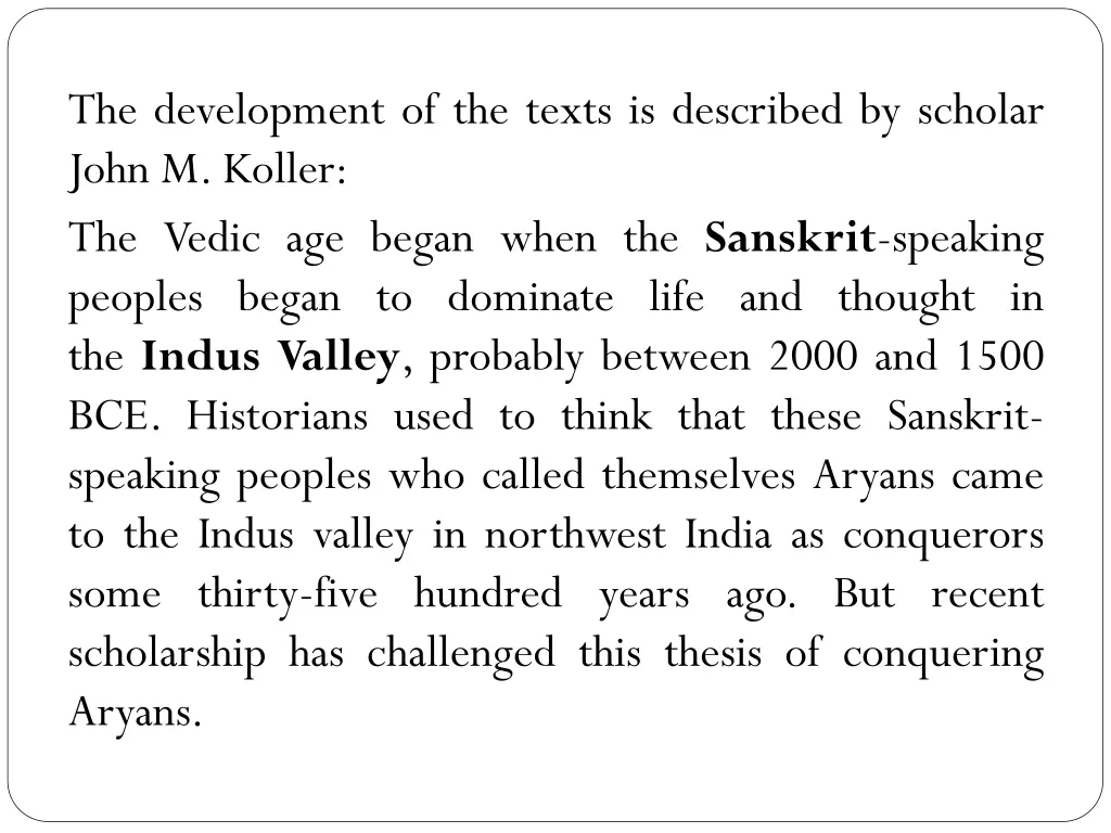 the development of the texts is described