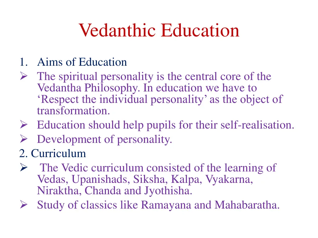 vedanthic education