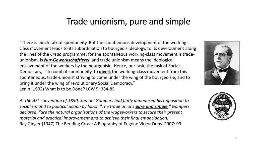 trade unionism pure and simple trade unionism