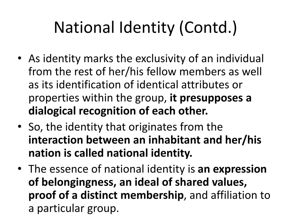 national identity contd