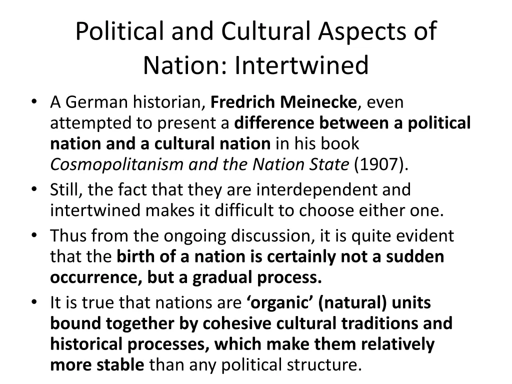 political and cultural aspects of nation