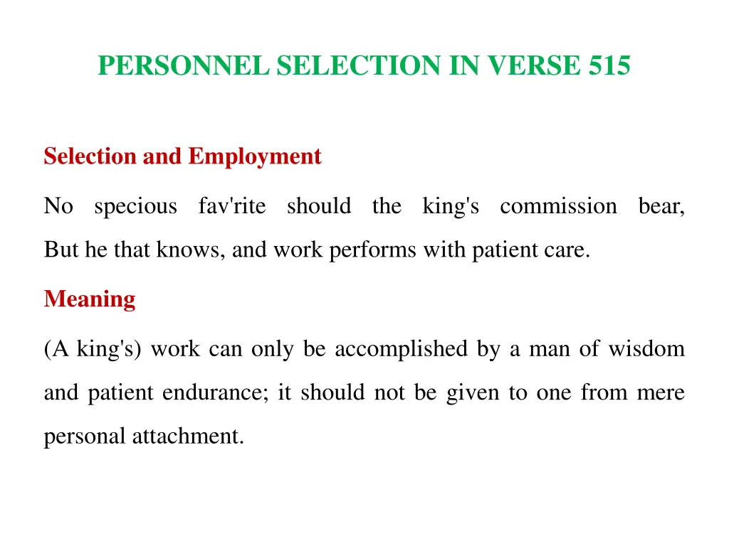 personnel selection in verse 515