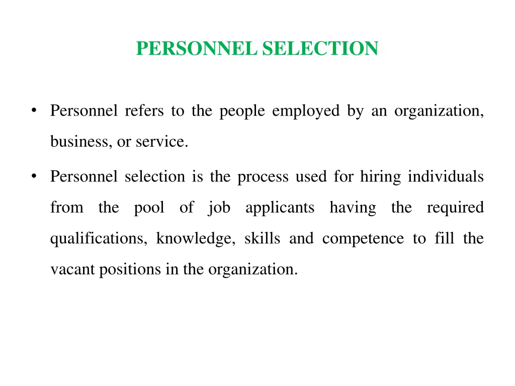 personnel selection