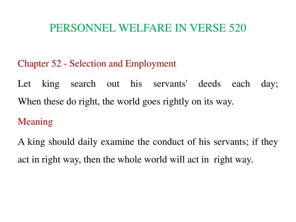 personnel welfare in verse 520