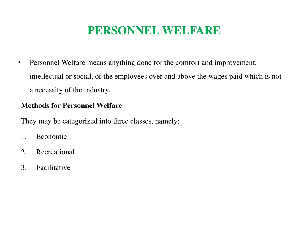 personnel welfare