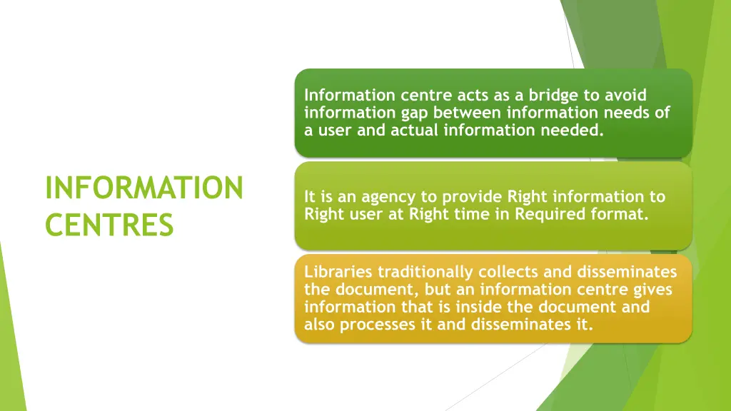 information centre acts as a bridge to avoid