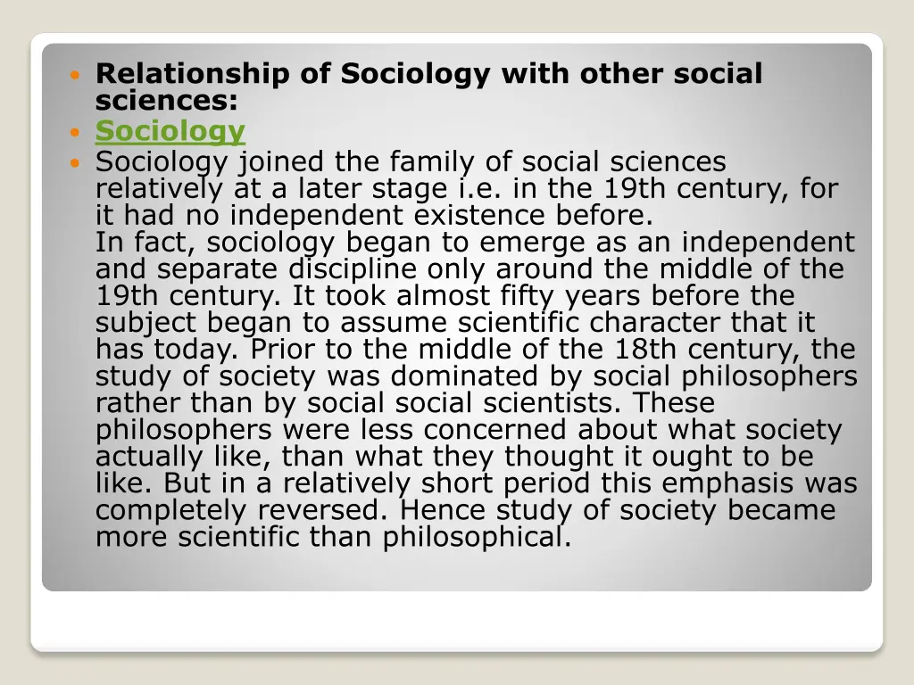 relationship of sociology with other social