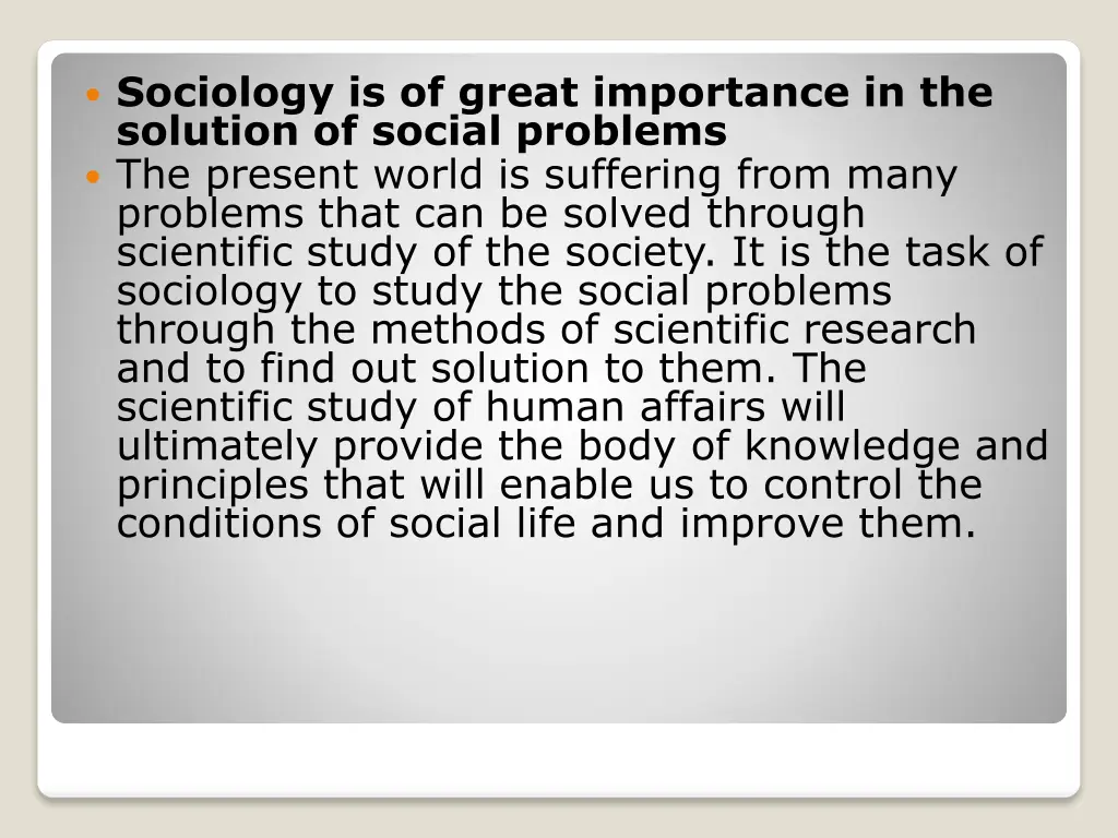 sociology is of great importance in the solution