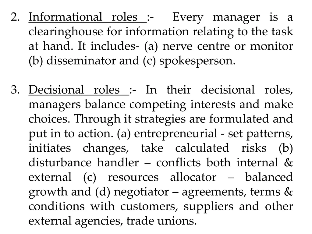 2 informational roles every manager