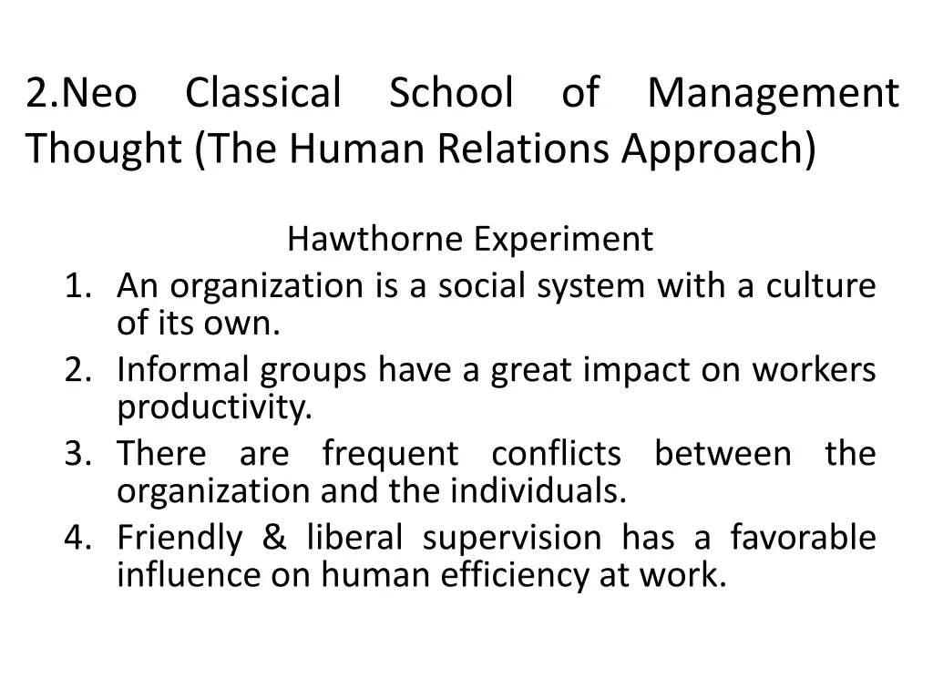 2 neo classical school of management thought