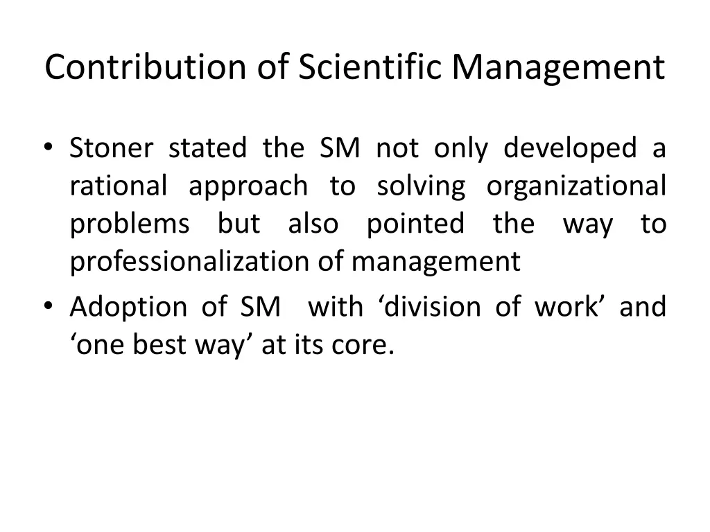 contribution of scientific management