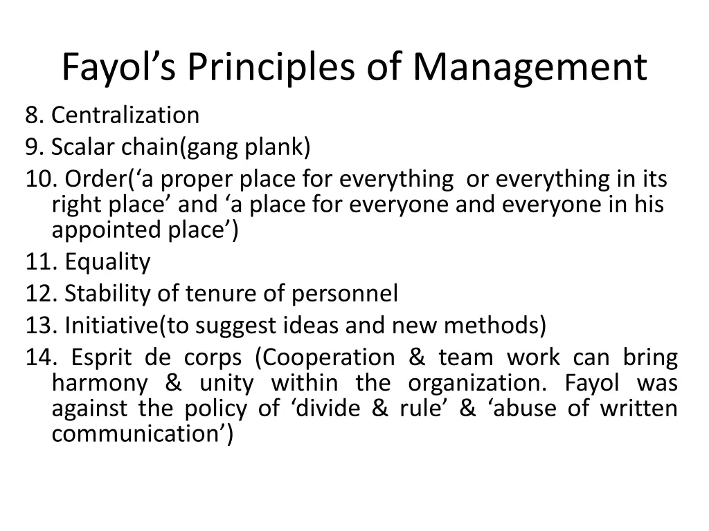 fayol s principles of management 8 centralization