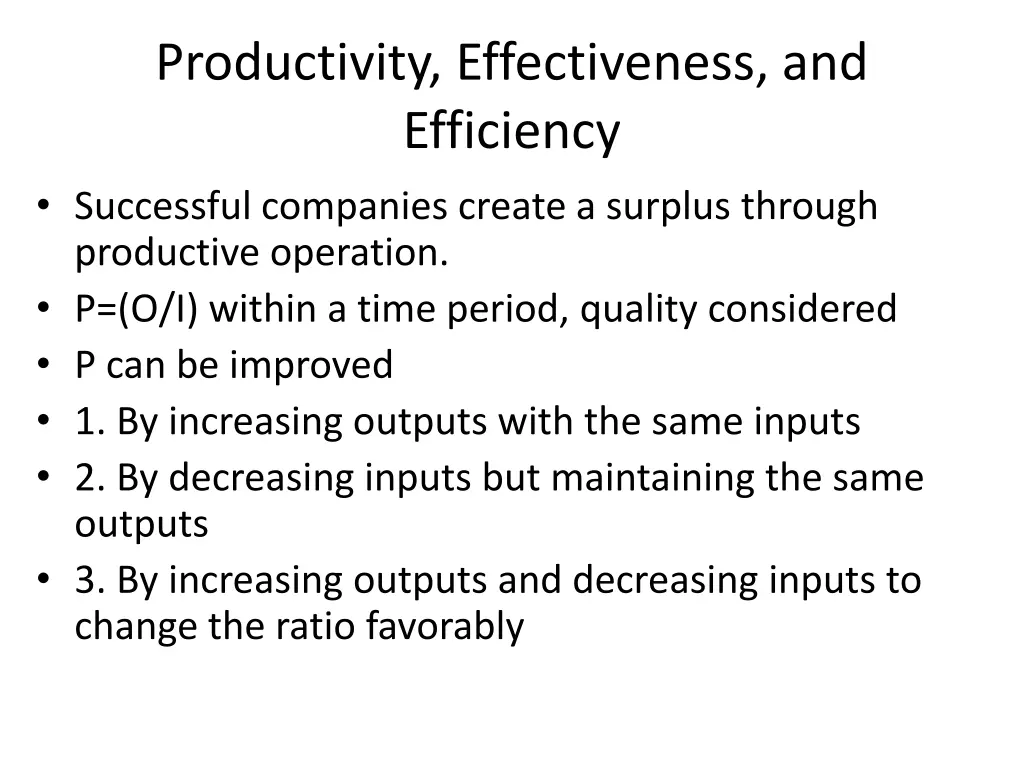 productivity effectiveness and efficiency