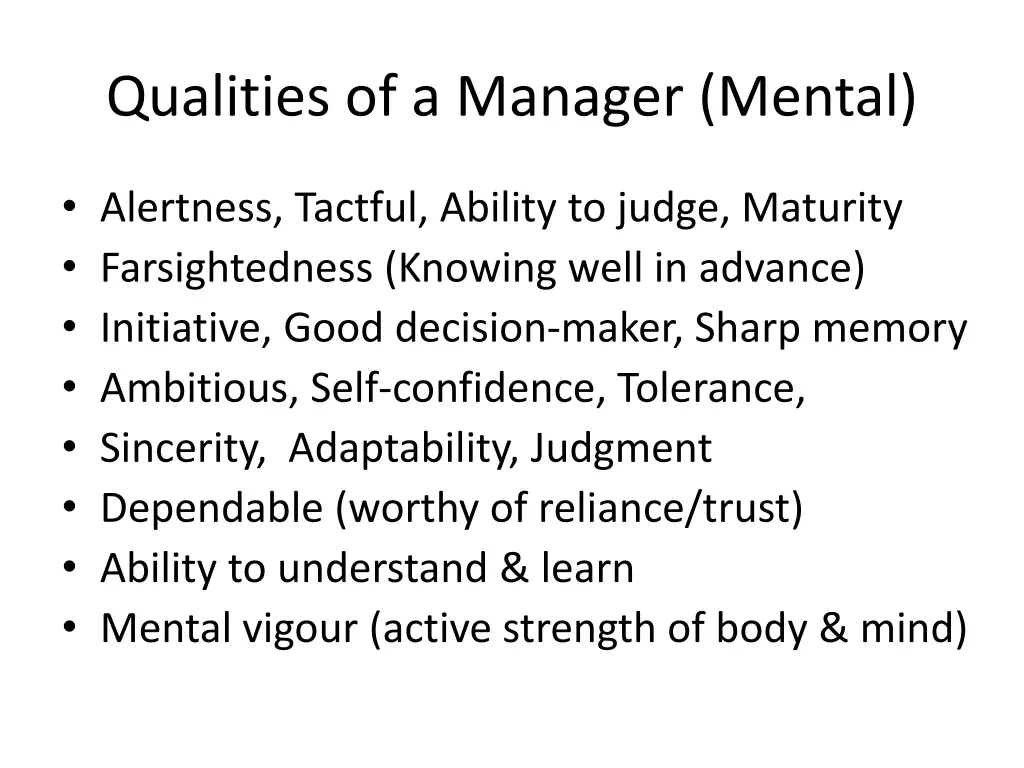 qualities of a manager mental