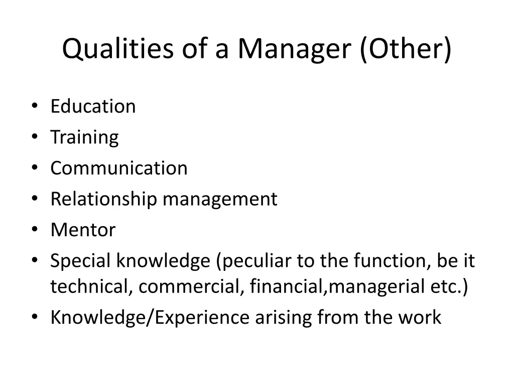 qualities of a manager other