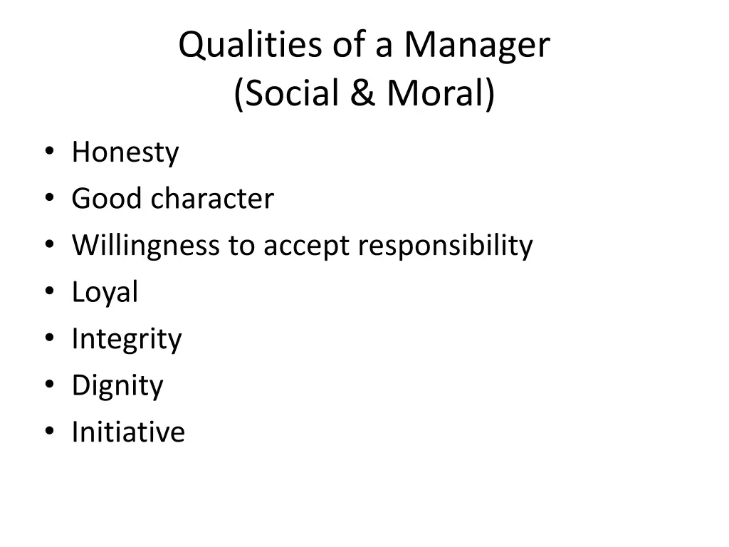 qualities of a manager social moral