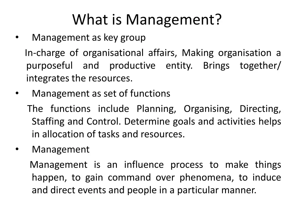 what is management management as key group