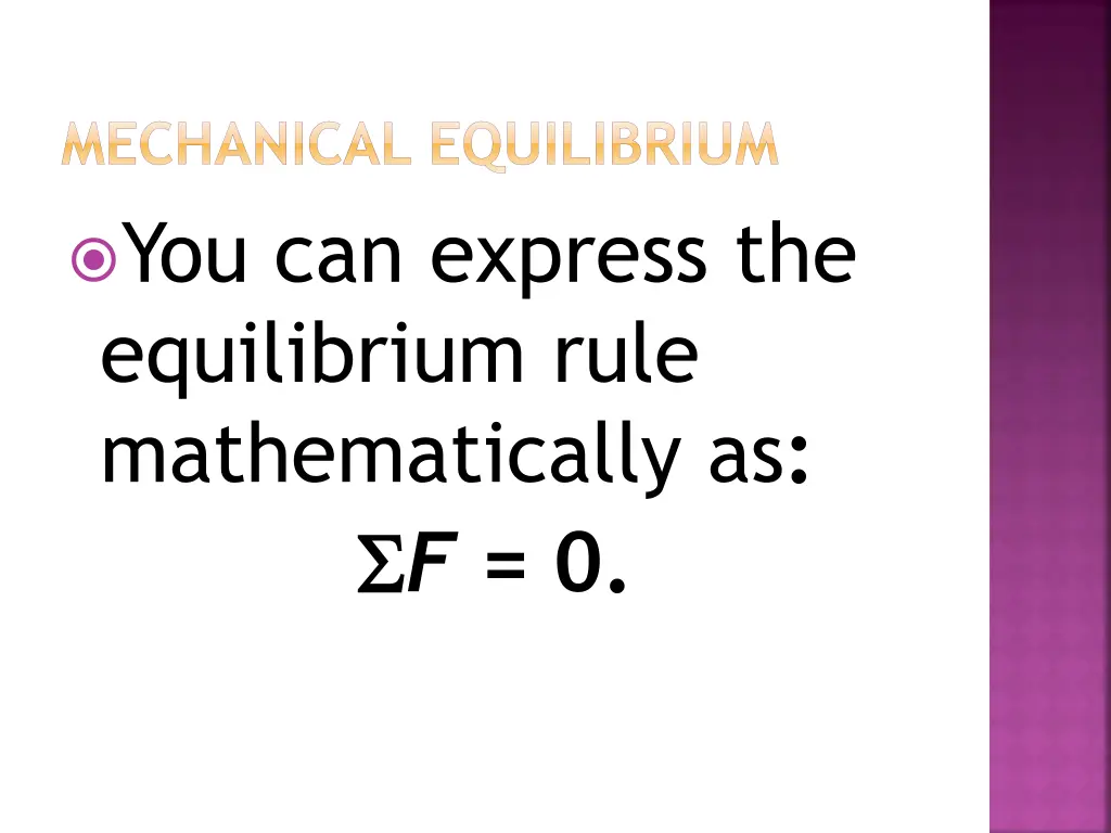 mechanical equilibrium you can express