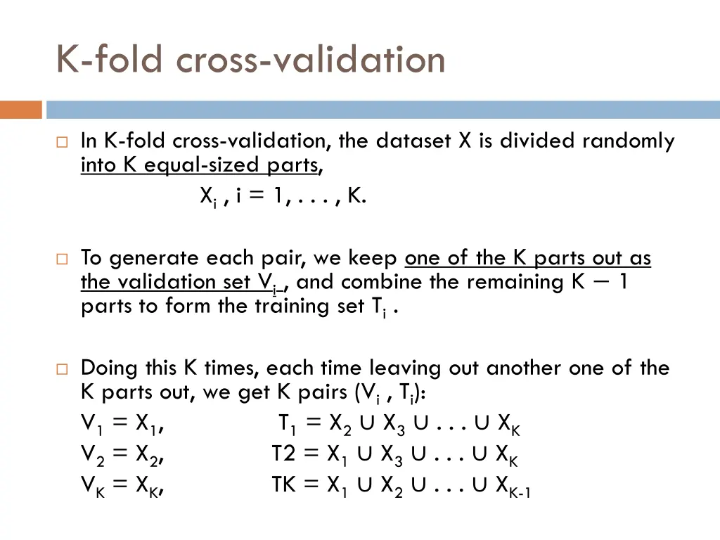 k fold cross validation