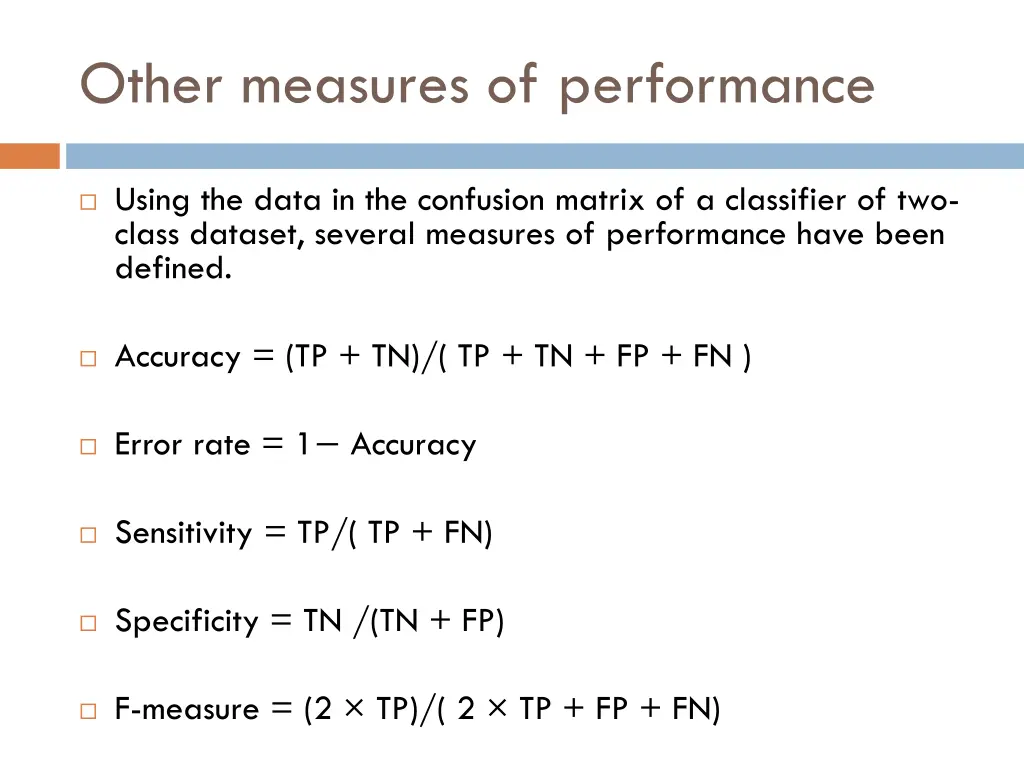 other measures of performance