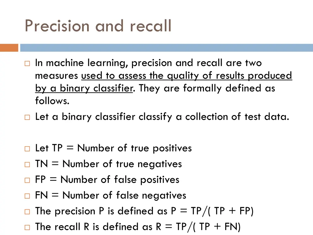 precision and recall