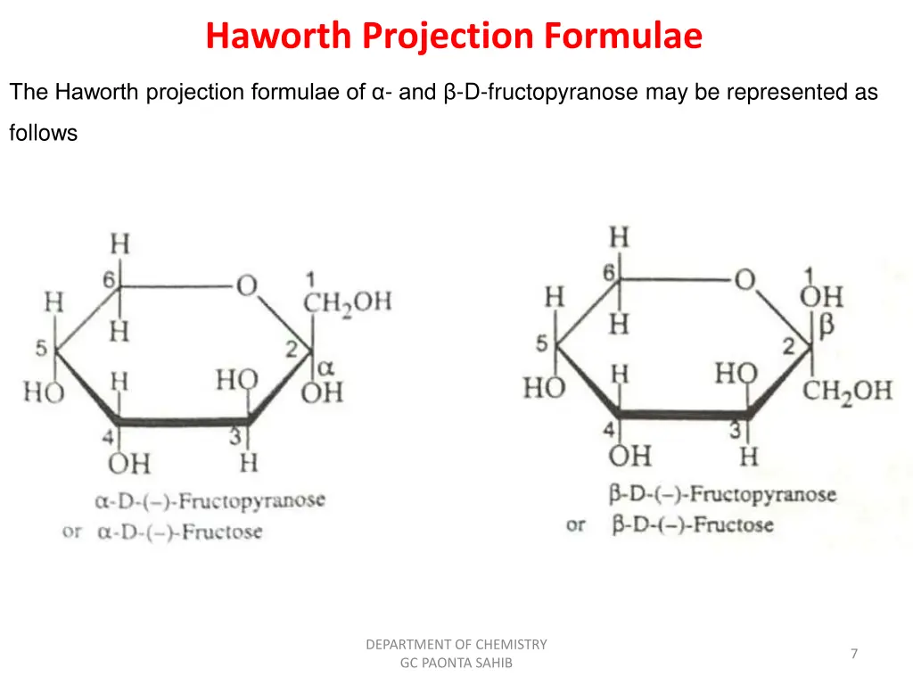 haworth projection formulae