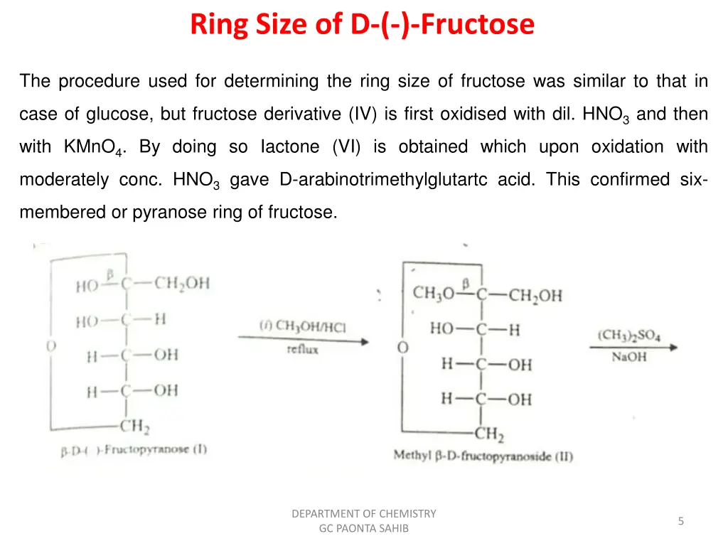 ring size of d fructose