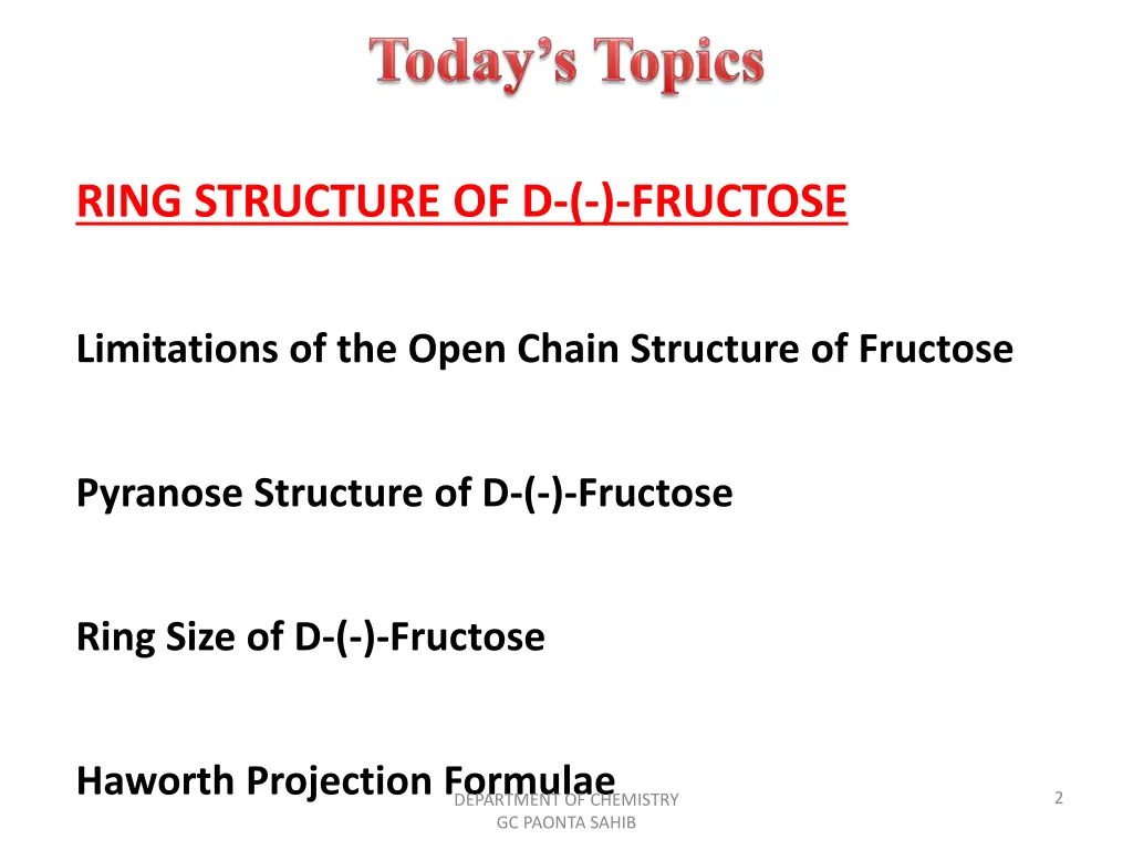 ring structure of d fructose