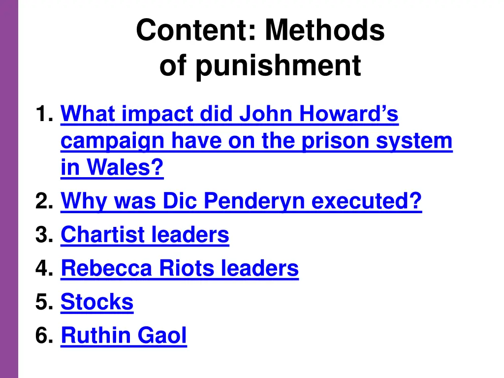 content methods of punishment