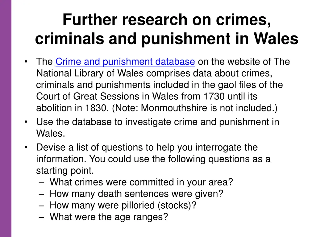 further research on crimes criminals