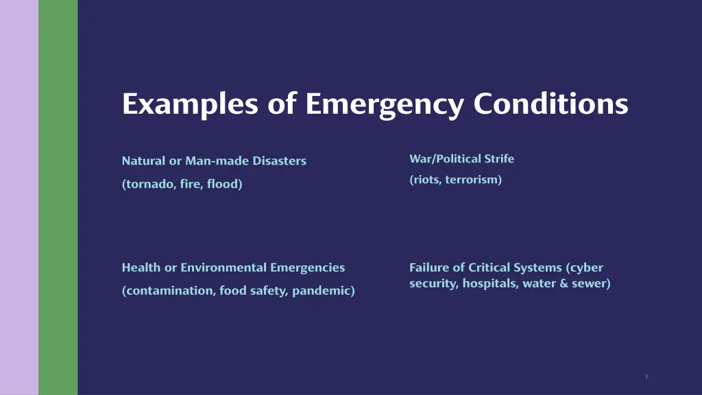 examples of emergency conditions