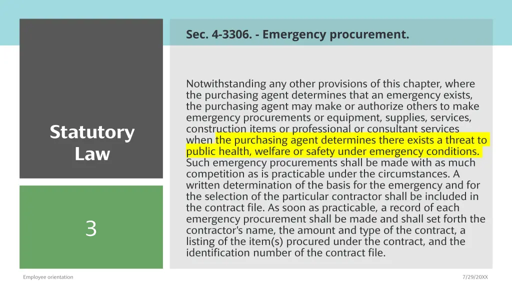 sec 4 3306 emergency procurement