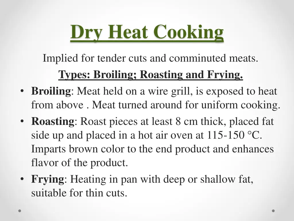 dry heat cooking