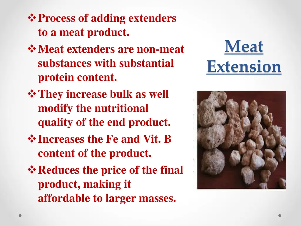 process of adding extenders to a meat product