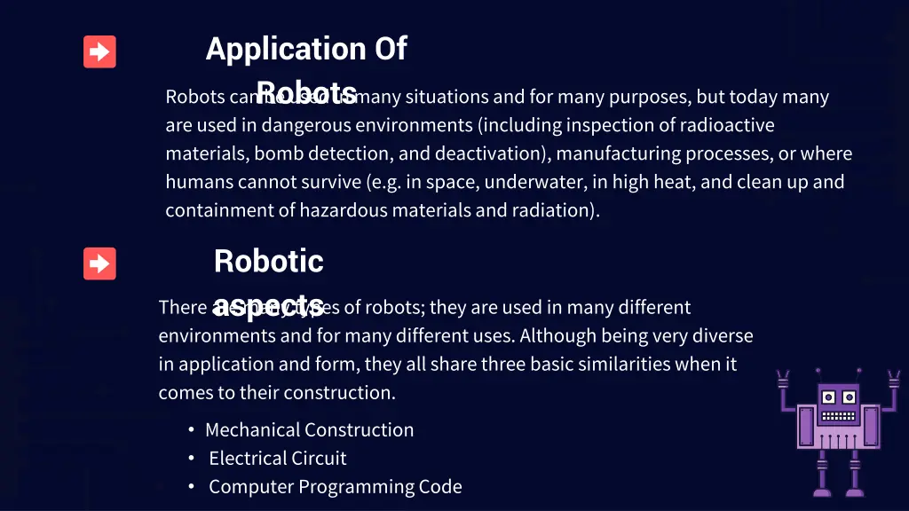 application of robots