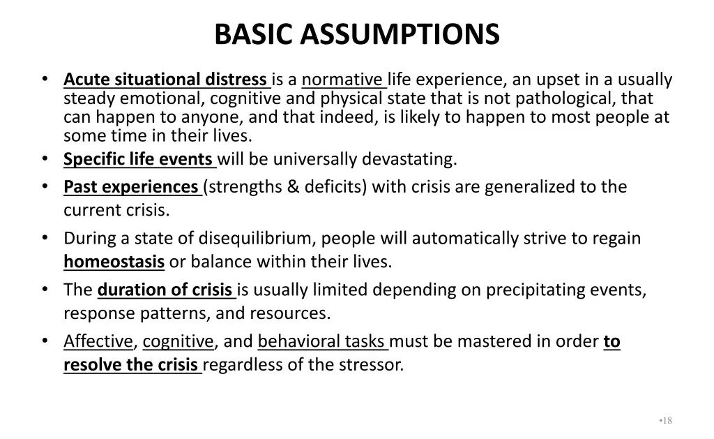 basic assumptions