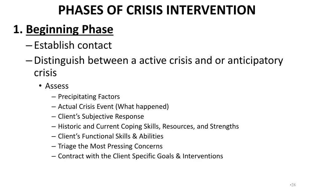 phases of crisis intervention 1 beginning phase